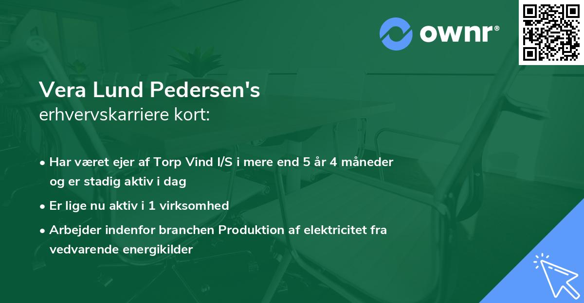 Vera Lund Pedersen's erhvervskarriere kort