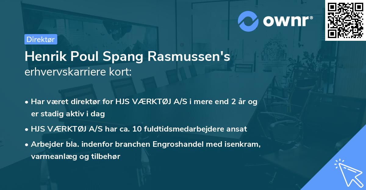 Henrik Poul Spang Rasmussen's erhvervskarriere kort