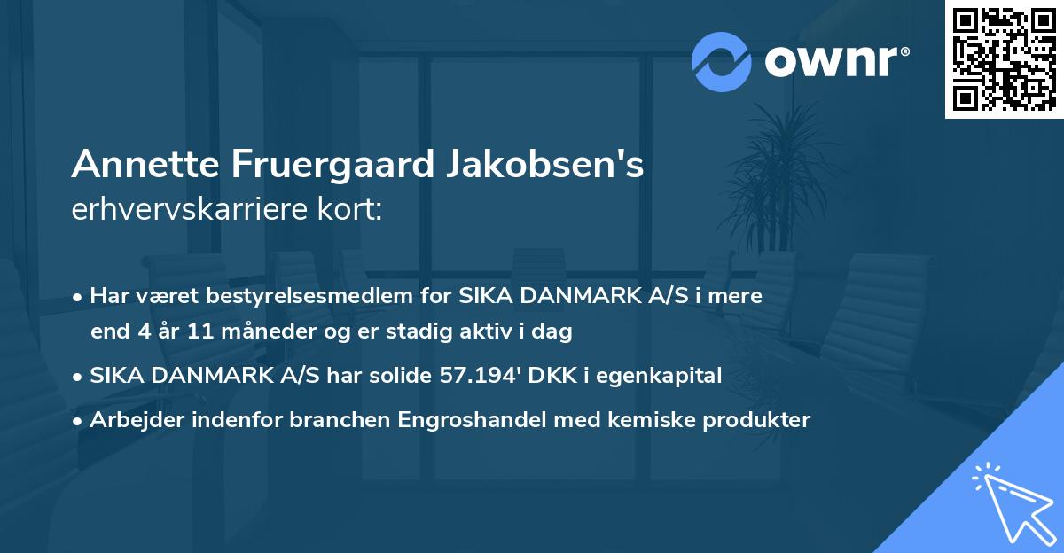 Annette Fruergaard Jakobsen's erhvervskarriere kort
