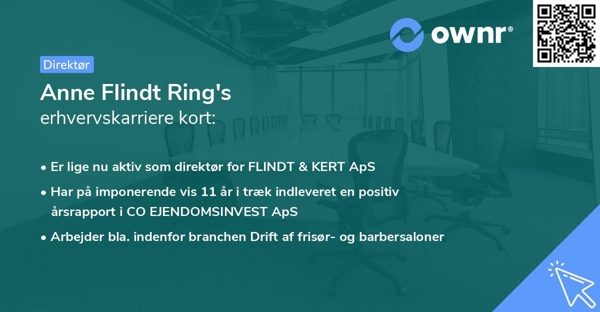 Anne Flindt Ring's erhvervskarriere kort