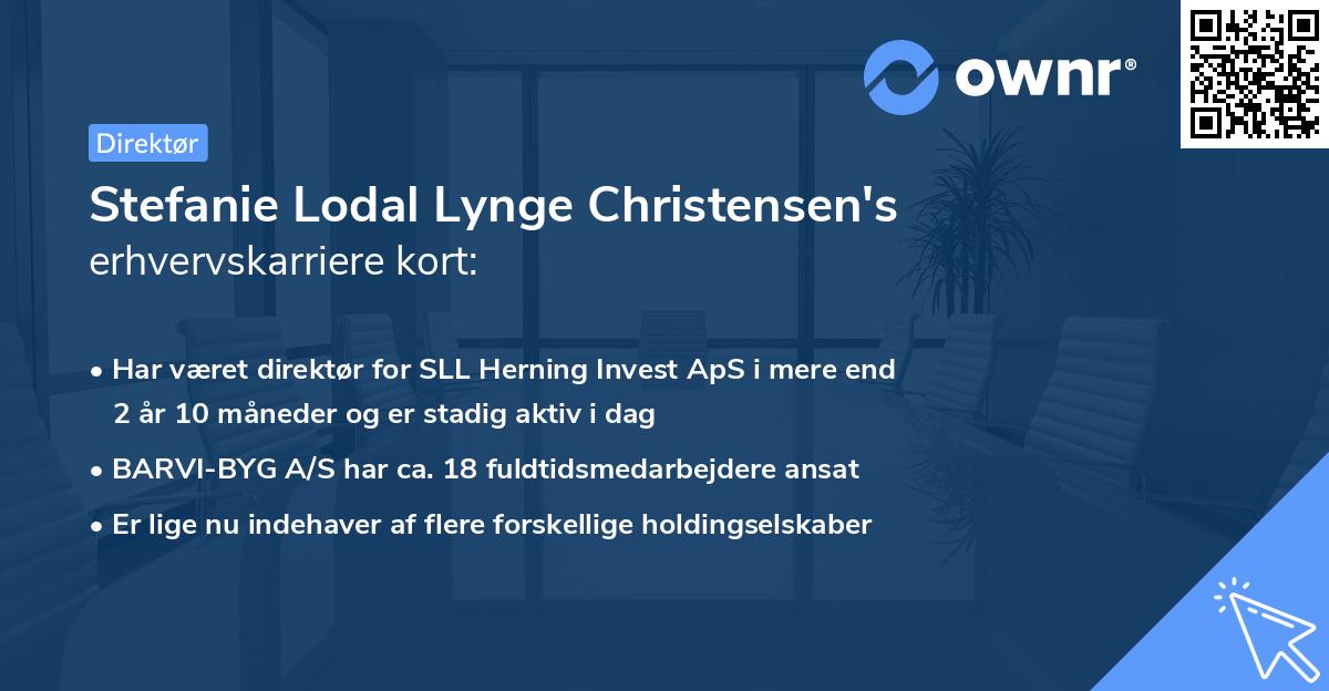 Stefanie Lodal Lynge Christensen's erhvervskarriere kort