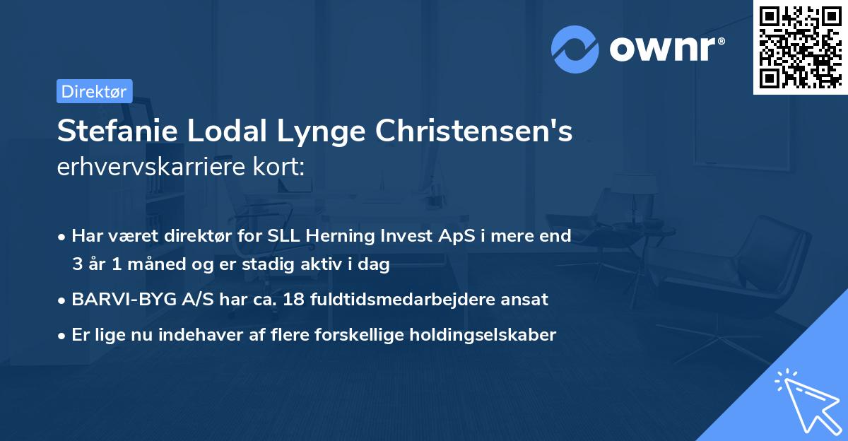 Stefanie Lodal Lynge Christensen's erhvervskarriere kort