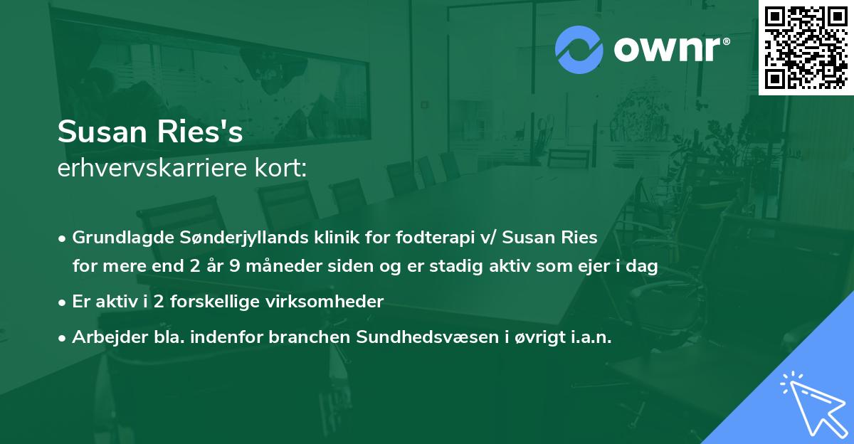 Susan Ries's erhvervskarriere kort