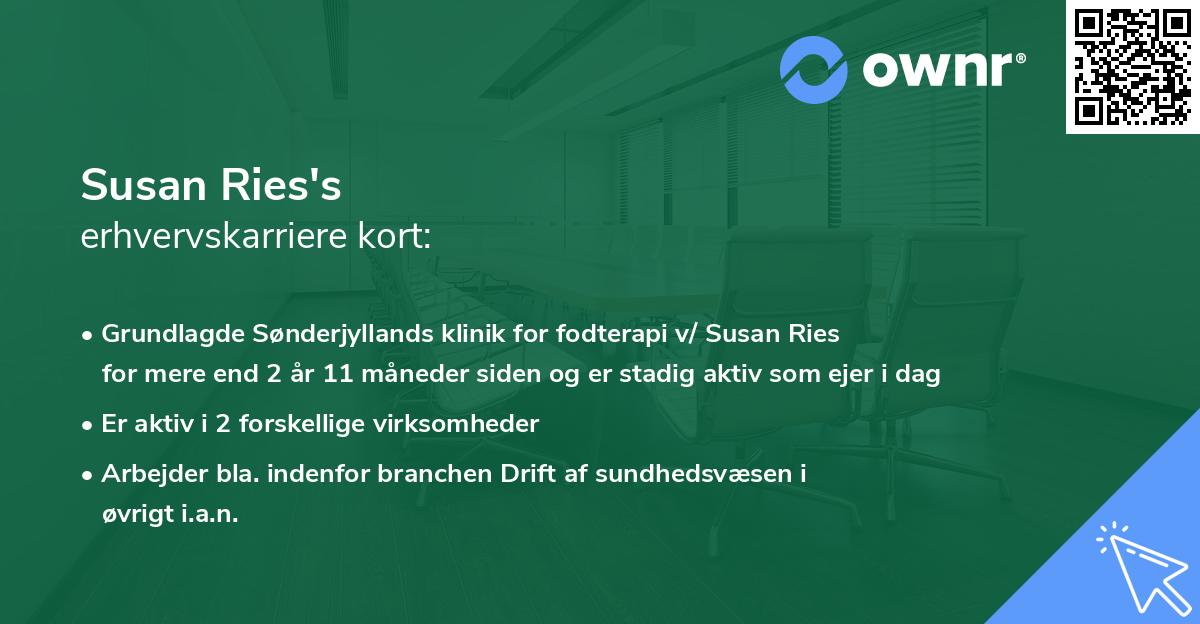 Susan Ries's erhvervskarriere kort