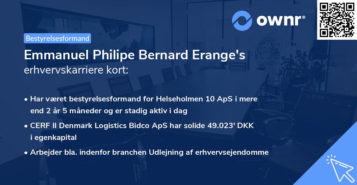 Emmanuel Philipe Bernard Erange's erhvervskarriere kort