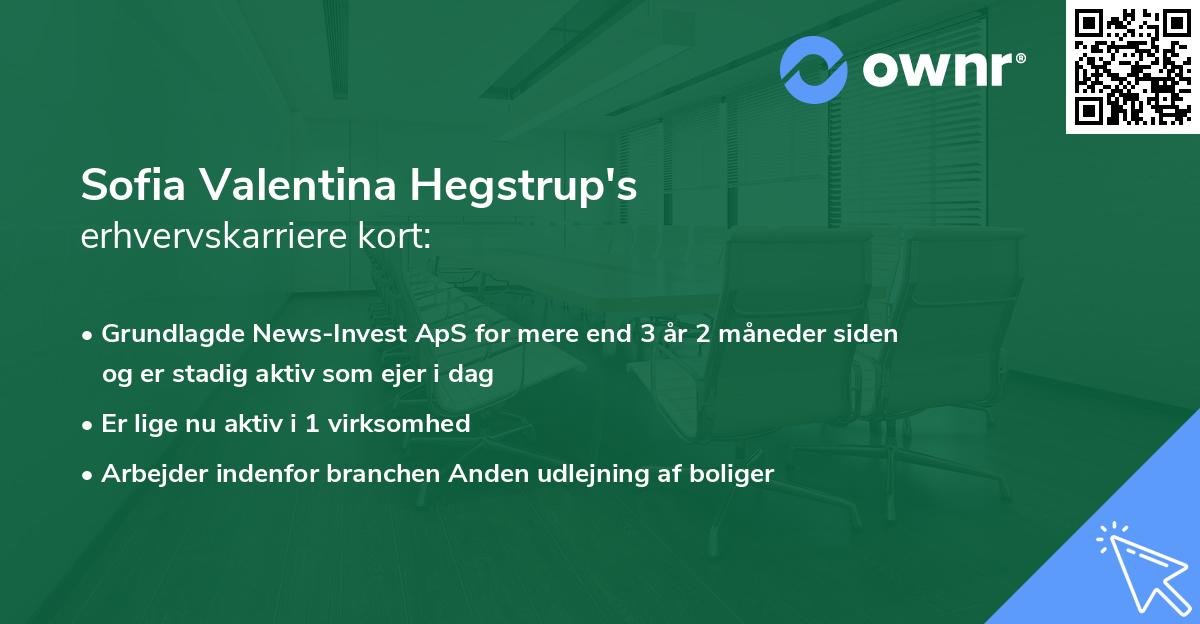 Sofia Valentina Hegstrup's erhvervskarriere kort
