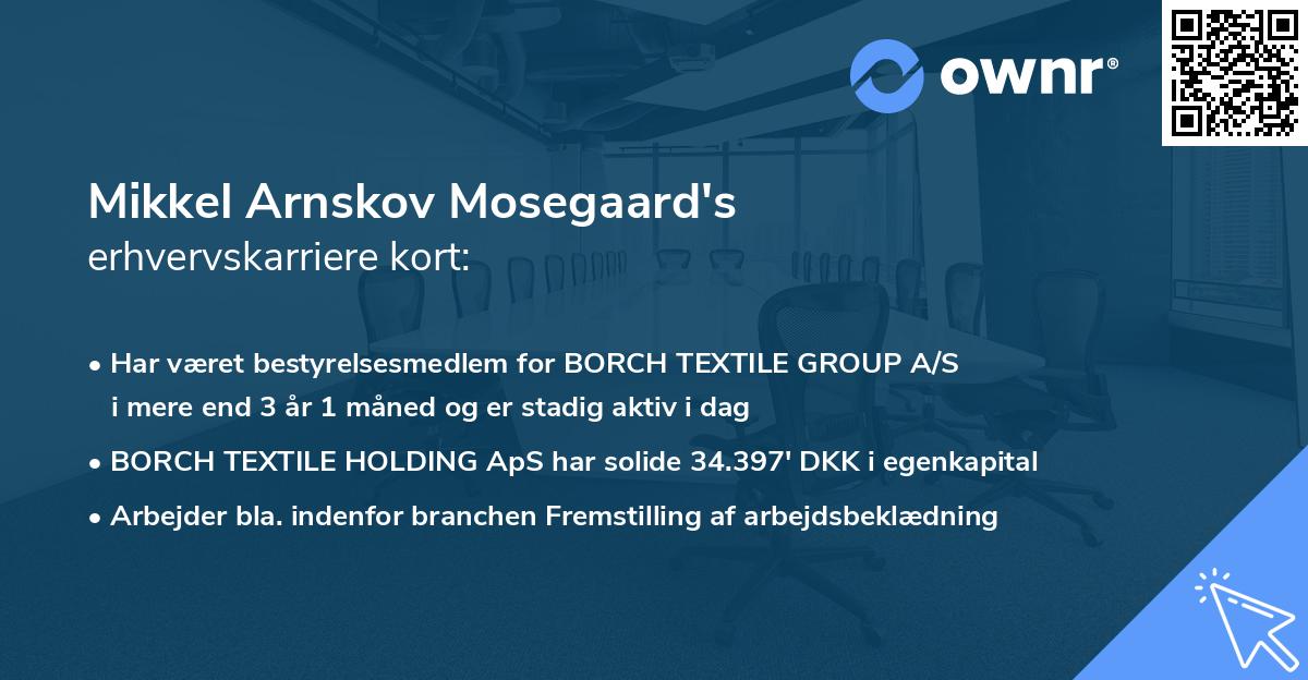 Mikkel Arnskov Mosegaard's erhvervskarriere kort