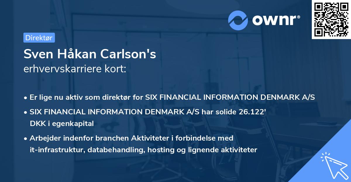 Sven Håkan Carlson's erhvervskarriere kort