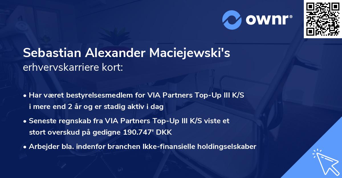 Sebastian Alexander Maciejewski's erhvervskarriere kort