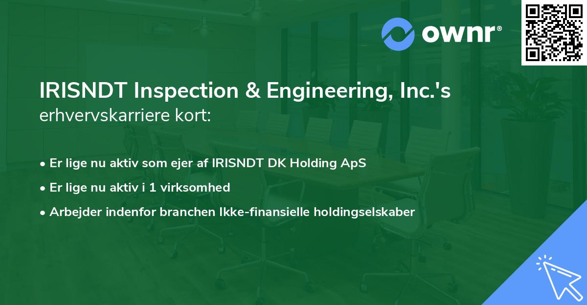 IRISNDT Inspection & Engineering, Inc.'s erhvervskarriere kort