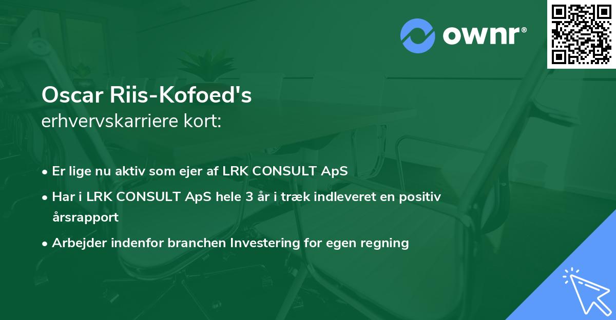 Oscar Riis-Kofoed's erhvervskarriere kort