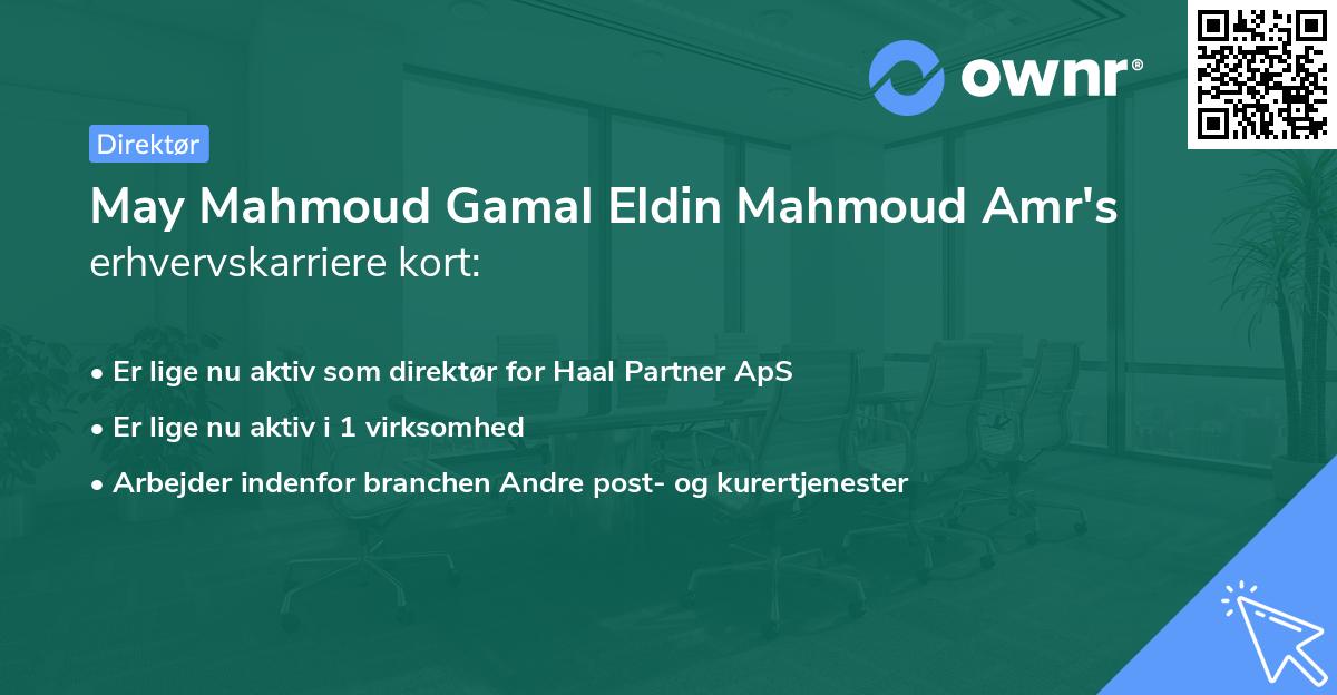 May Mahmoud Gamal Eldin Mahmoud Amr's erhvervskarriere kort