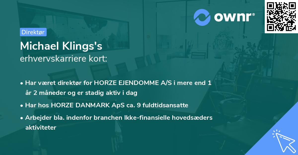 Michael Klings's erhvervskarriere kort
