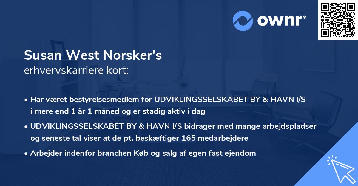 Susan West Norsker's erhvervskarriere kort
