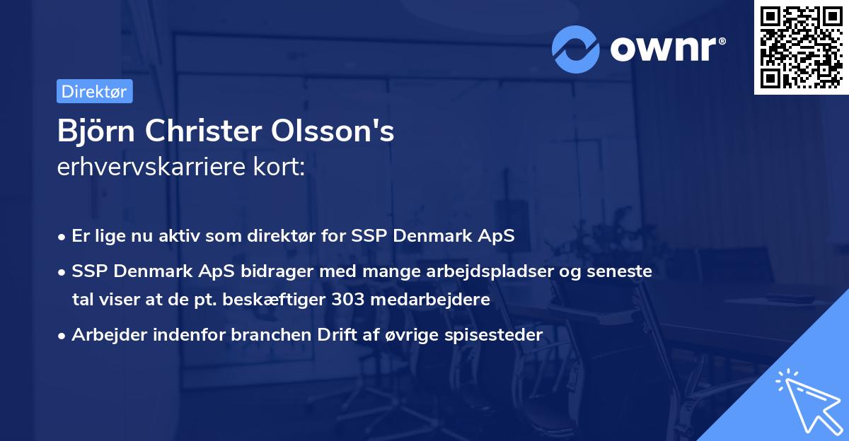 Björn Christer Olsson's erhvervskarriere kort