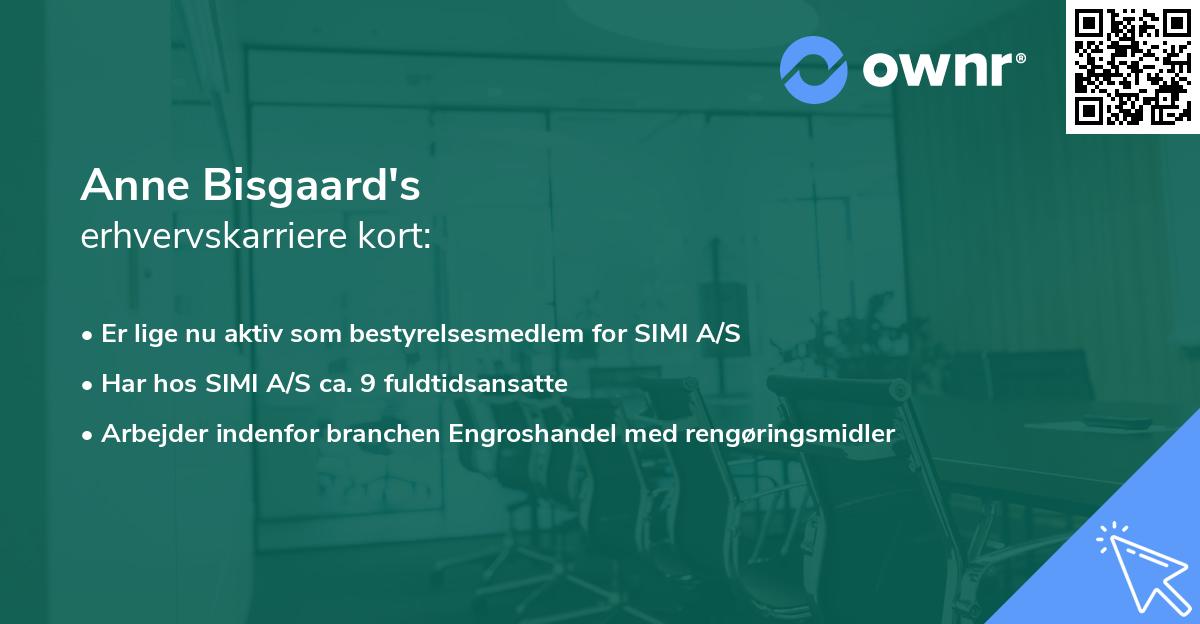 Anne Bisgaard's erhvervskarriere kort