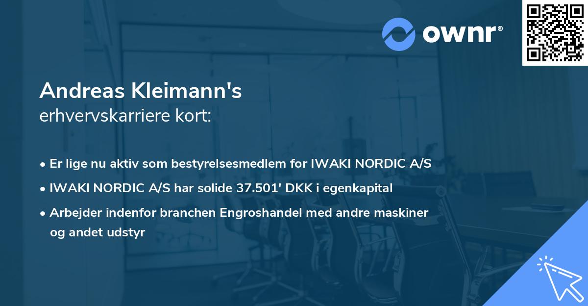 Andreas Kleimann's erhvervskarriere kort