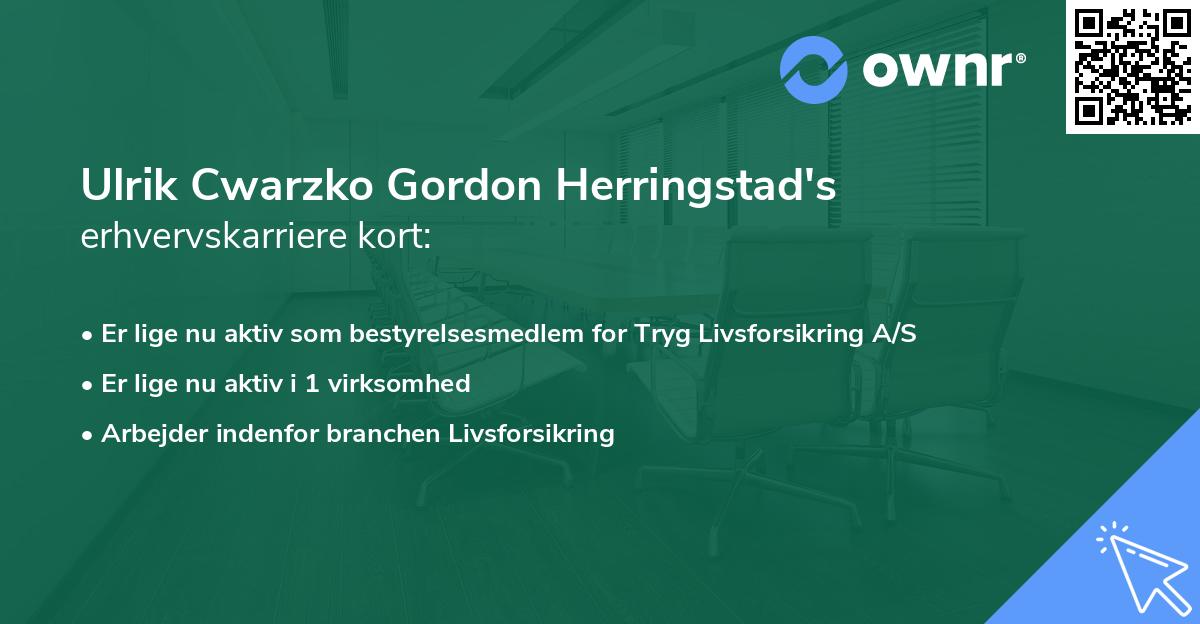 Ulrik Cwarzko Gordon Herringstad's erhvervskarriere kort