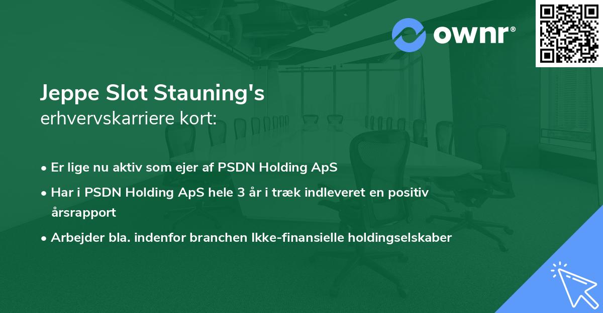 Jeppe Slot Stauning's erhvervskarriere kort