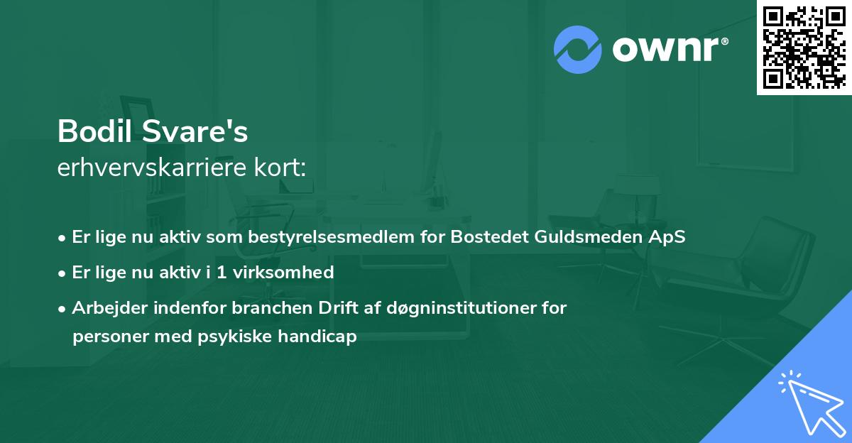 Bodil Svare's erhvervskarriere kort