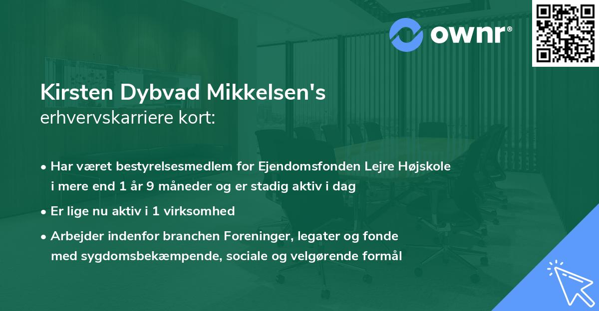 Kirsten Dybvad Mikkelsen's erhvervskarriere kort