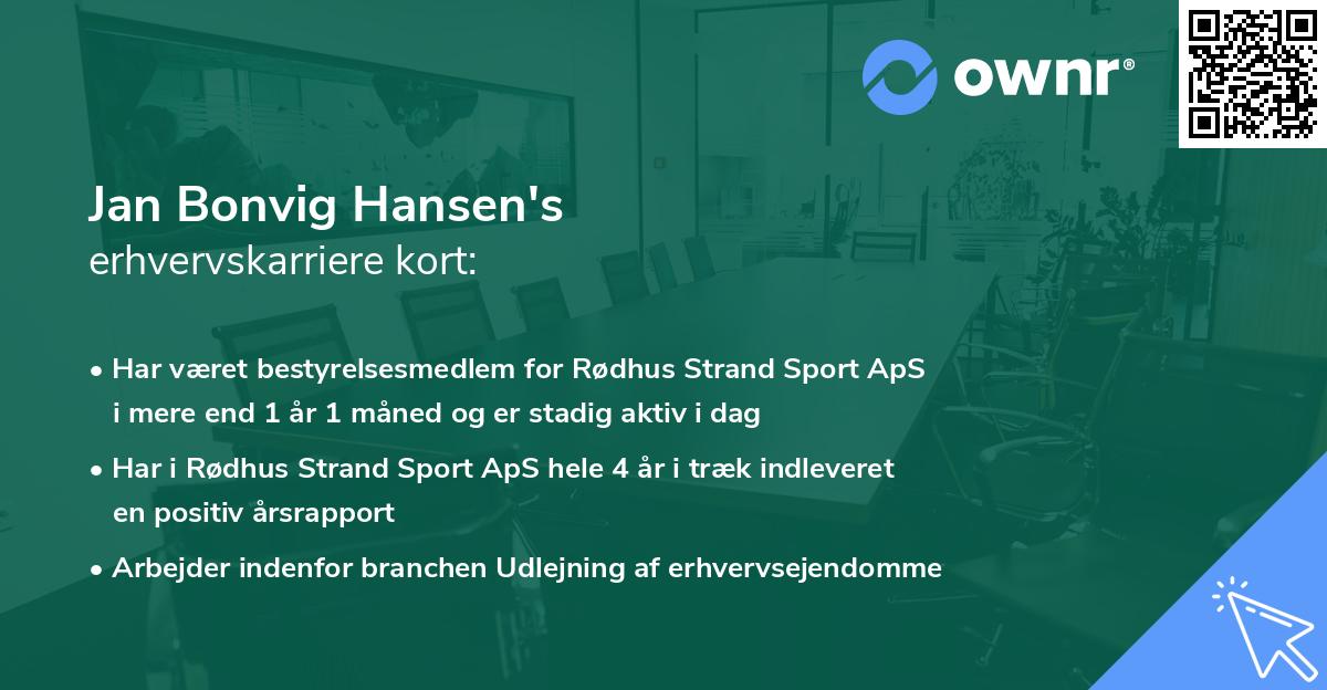 Jan Bonvig Hansen's erhvervskarriere kort