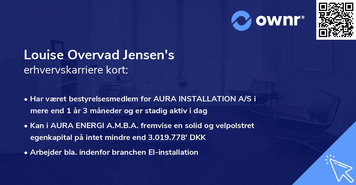 Louise Overvad Jensen's erhvervskarriere kort