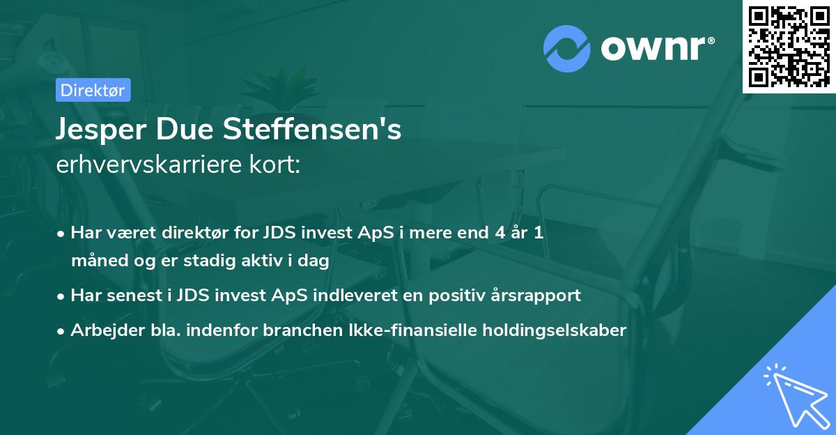 Jesper Due Steffensen's erhvervskarriere kort