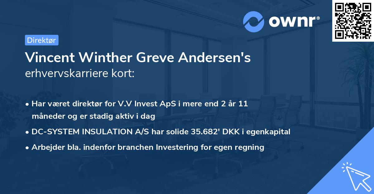 Vincent Winther Greve Andersen's erhvervskarriere kort