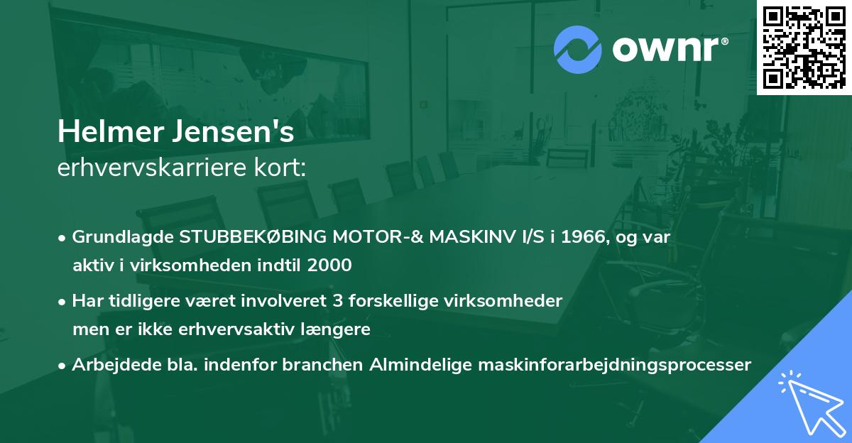 Helmer Jensen's erhvervskarriere kort
