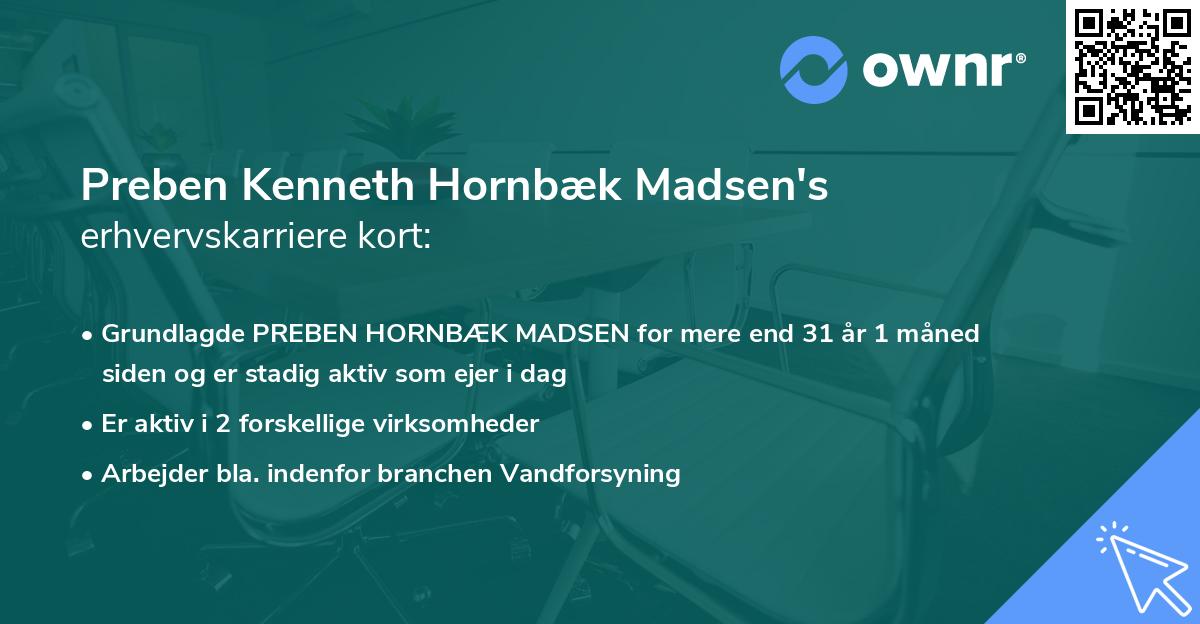 Preben Kenneth Hornbæk Madsen's erhvervskarriere kort