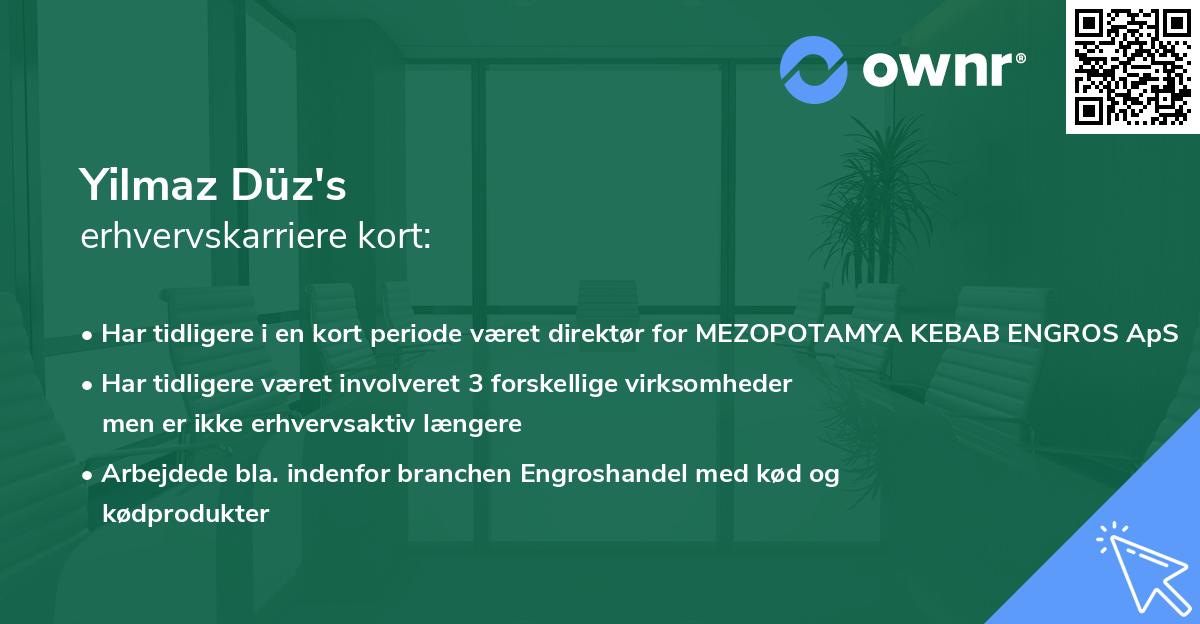 Yilmaz Düz's erhvervskarriere kort