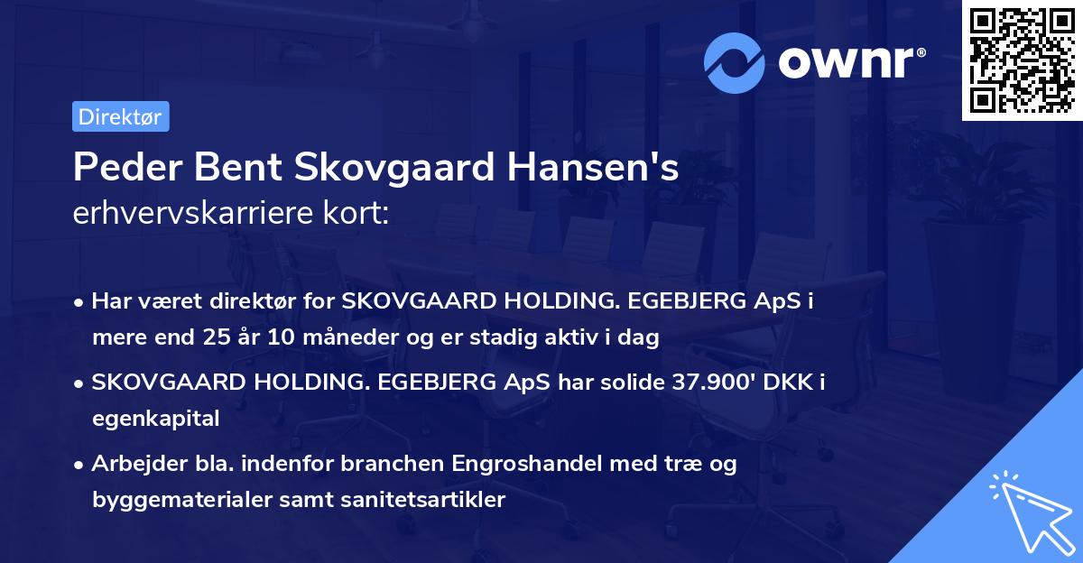 Peder Bent Skovgaard Hansen's erhvervskarriere kort