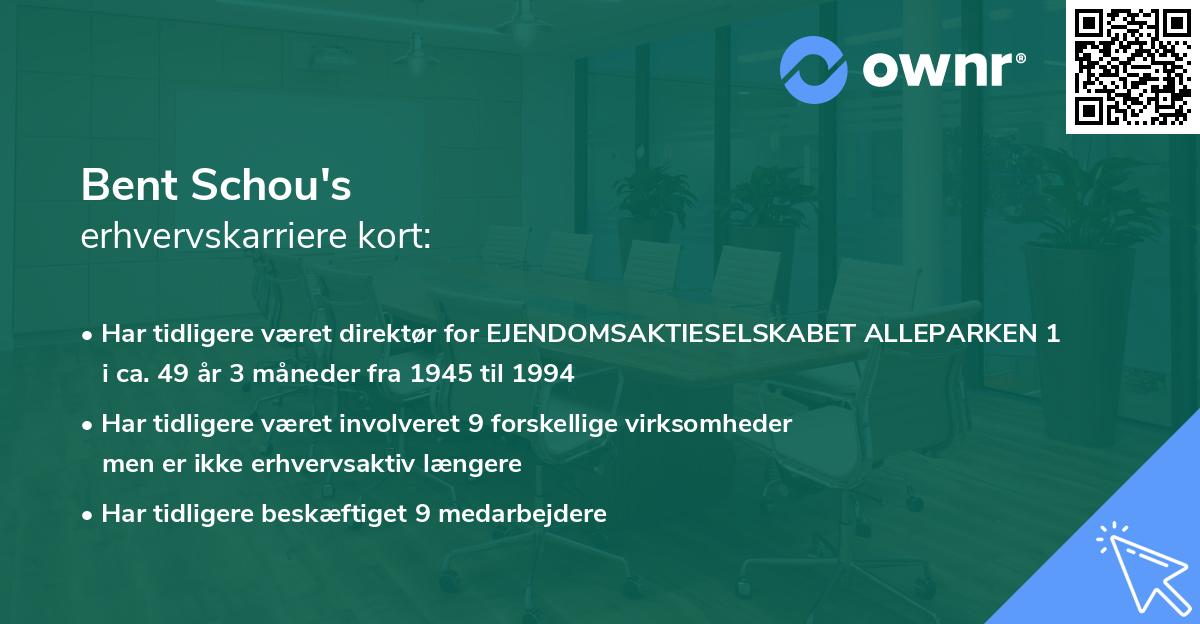 Bent Schou's erhvervskarriere kort