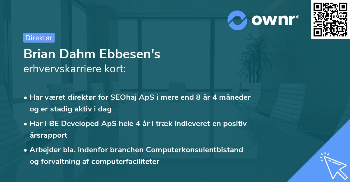 Brian Dahm Ebbesen's erhvervskarriere kort