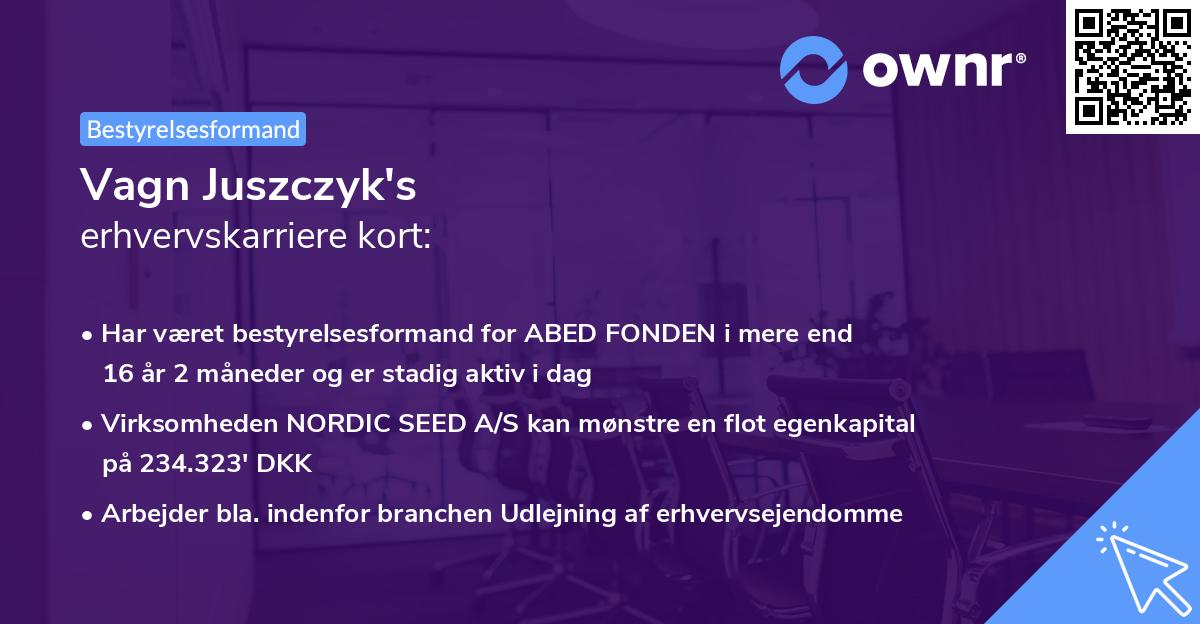 Vagn Juszczyk's erhvervskarriere kort
