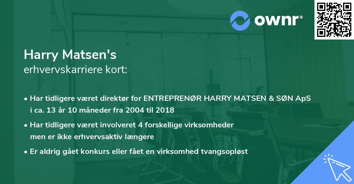 Harry Matsen's erhvervskarriere kort