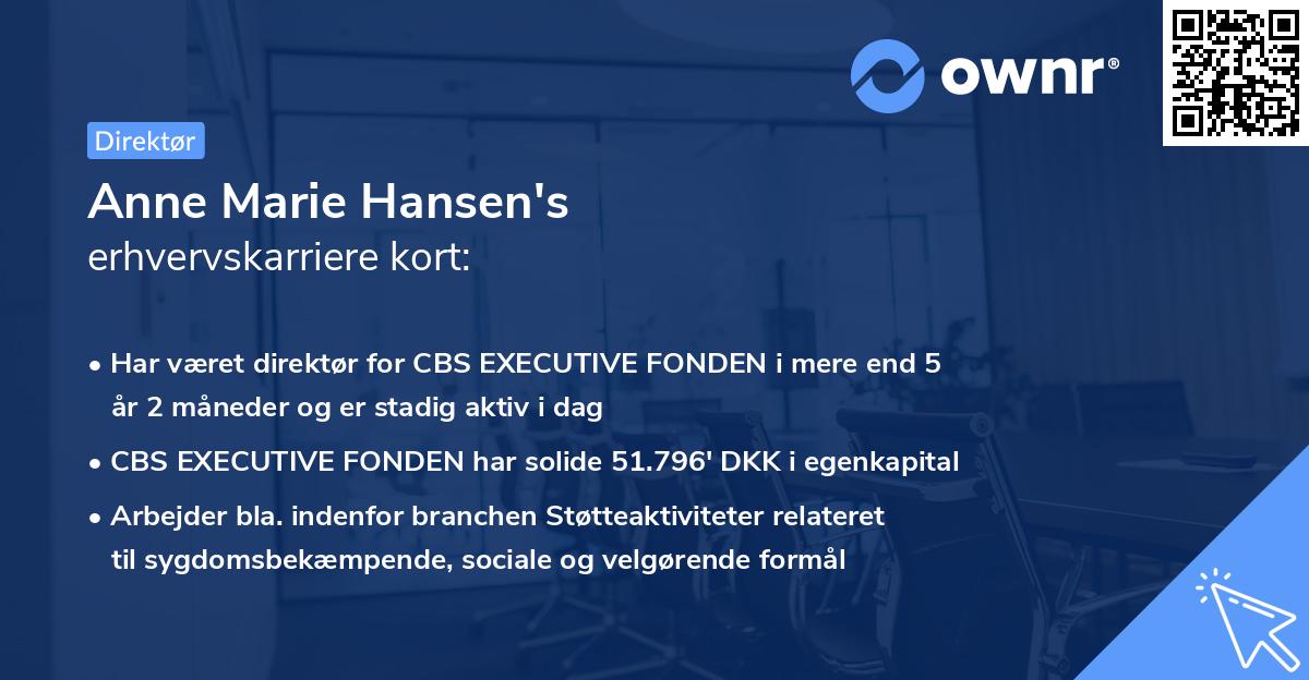 Anne Marie Hansen's erhvervskarriere kort