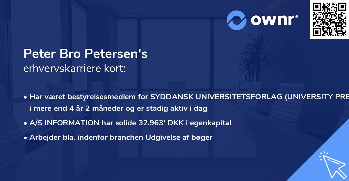 Peter Bro Petersen's erhvervskarriere kort