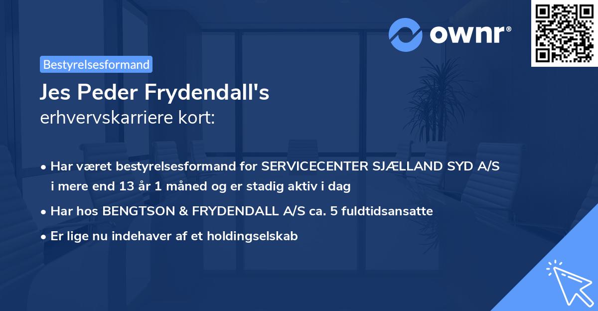 Jes Peder Frydendall's erhvervskarriere kort