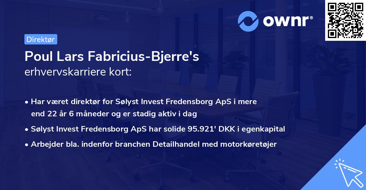 Poul Lars Fabricius-Bjerre's erhvervskarriere kort