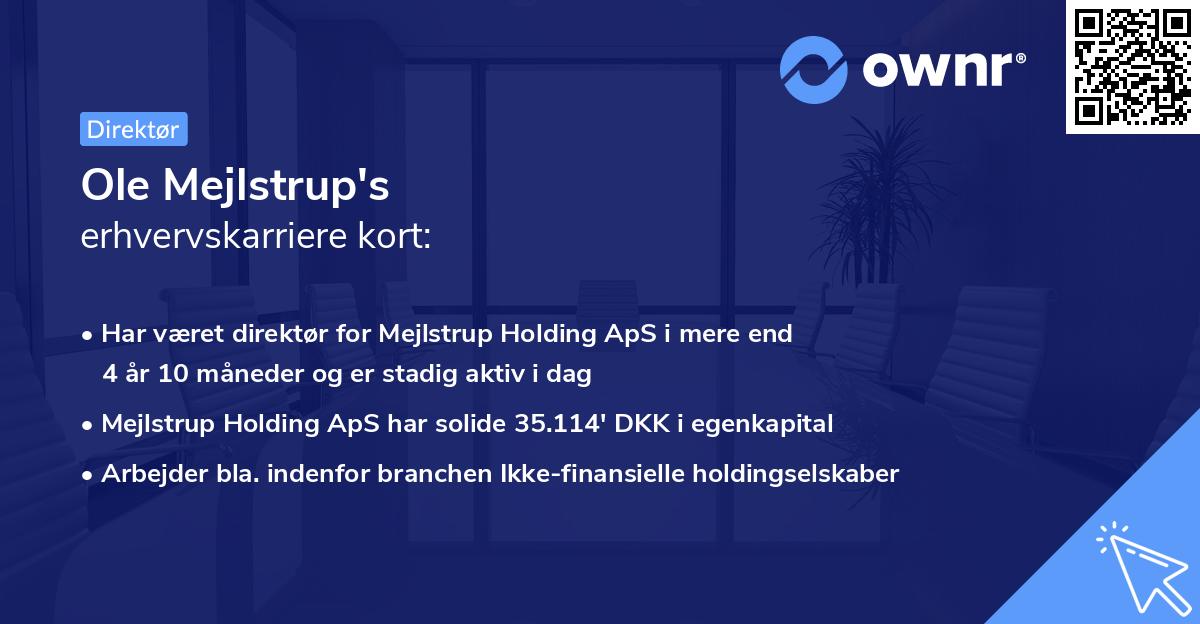 Ole Mejlstrup's erhvervskarriere kort