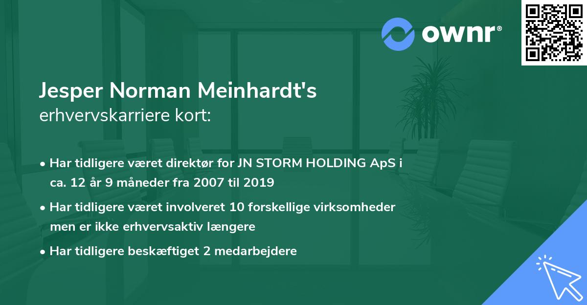 Jesper Norman Meinhardt's erhvervskarriere kort