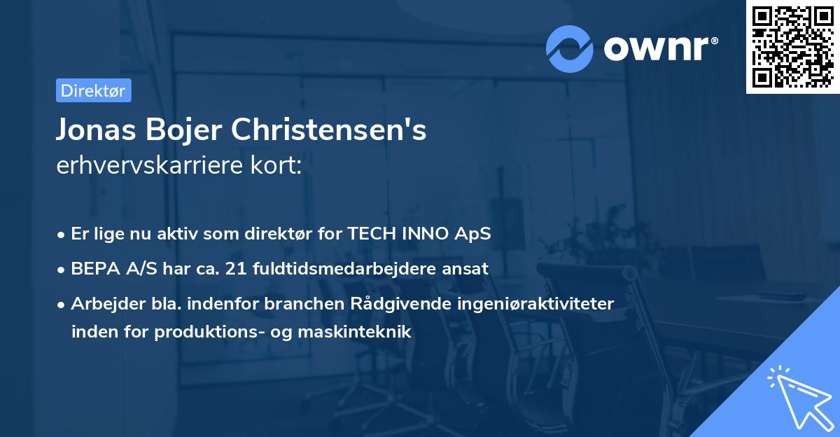 Jonas Bojer Christensen's erhvervskarriere kort