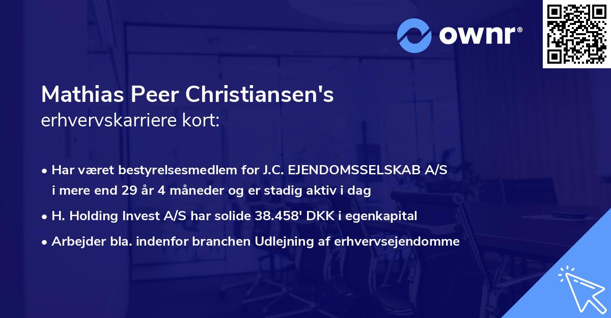 Mathias Peer Christiansen's erhvervskarriere kort