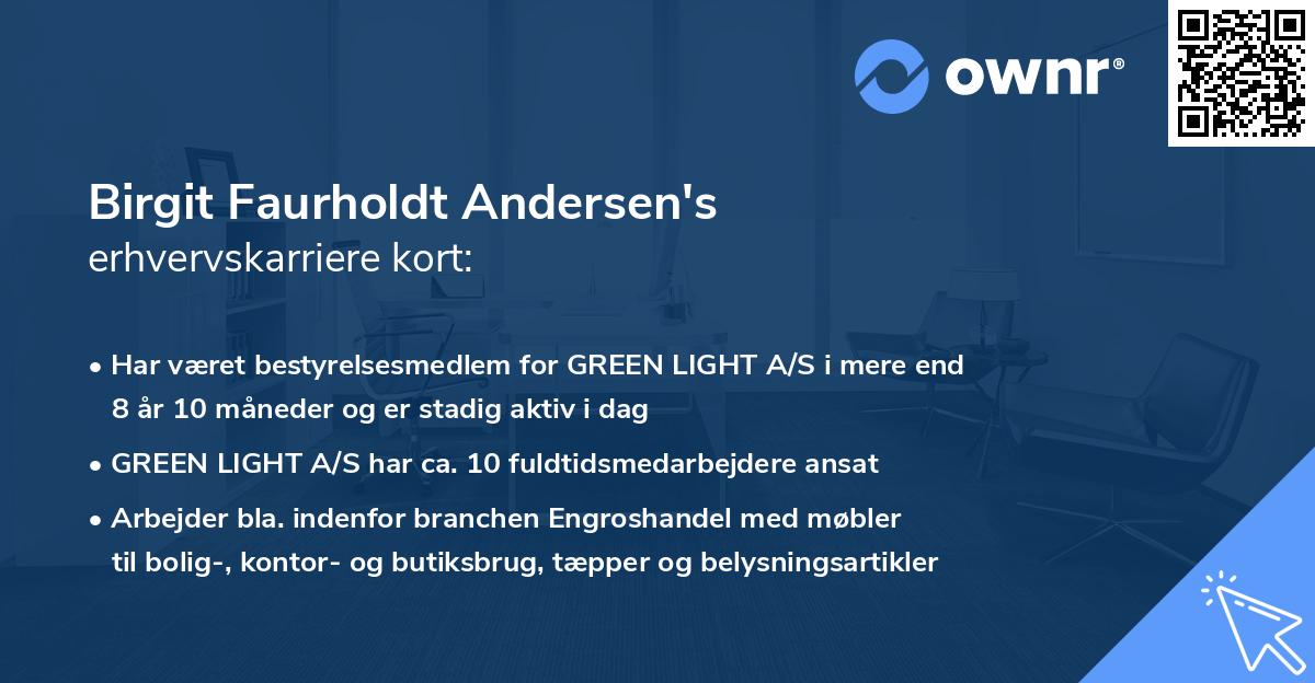 Birgit Faurholdt Andersen's erhvervskarriere kort
