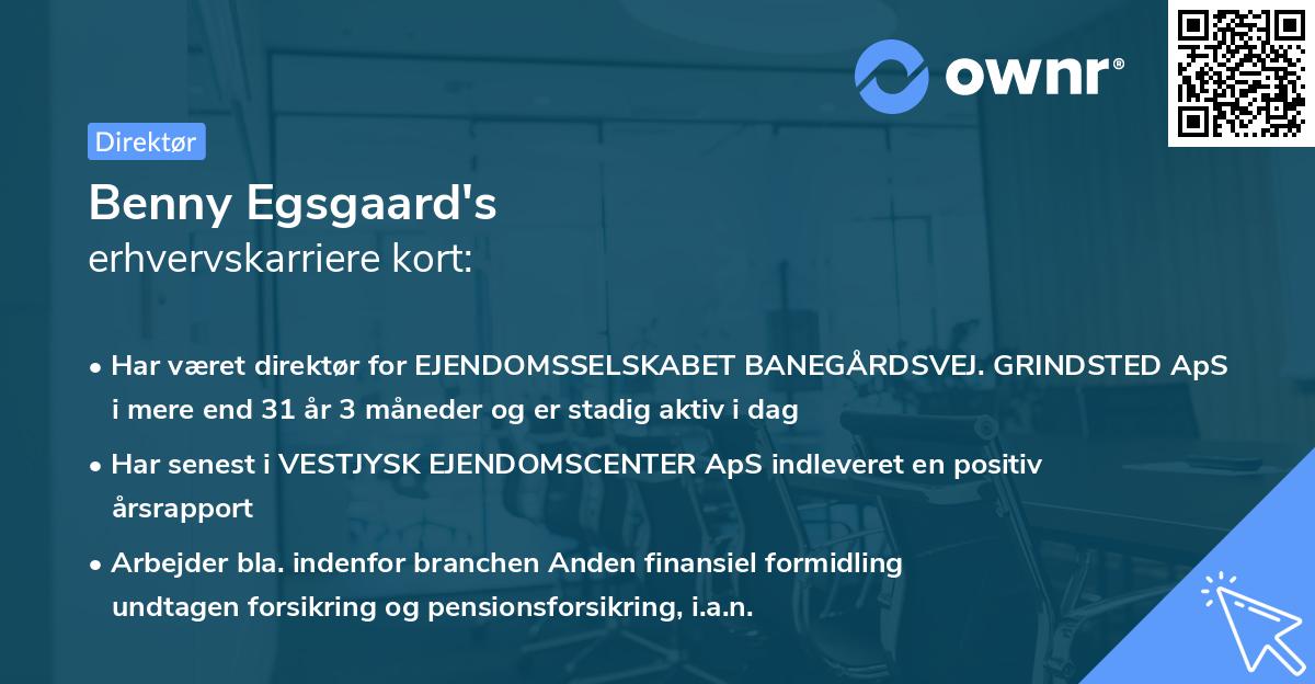 Benny Egsgaard's erhvervskarriere kort