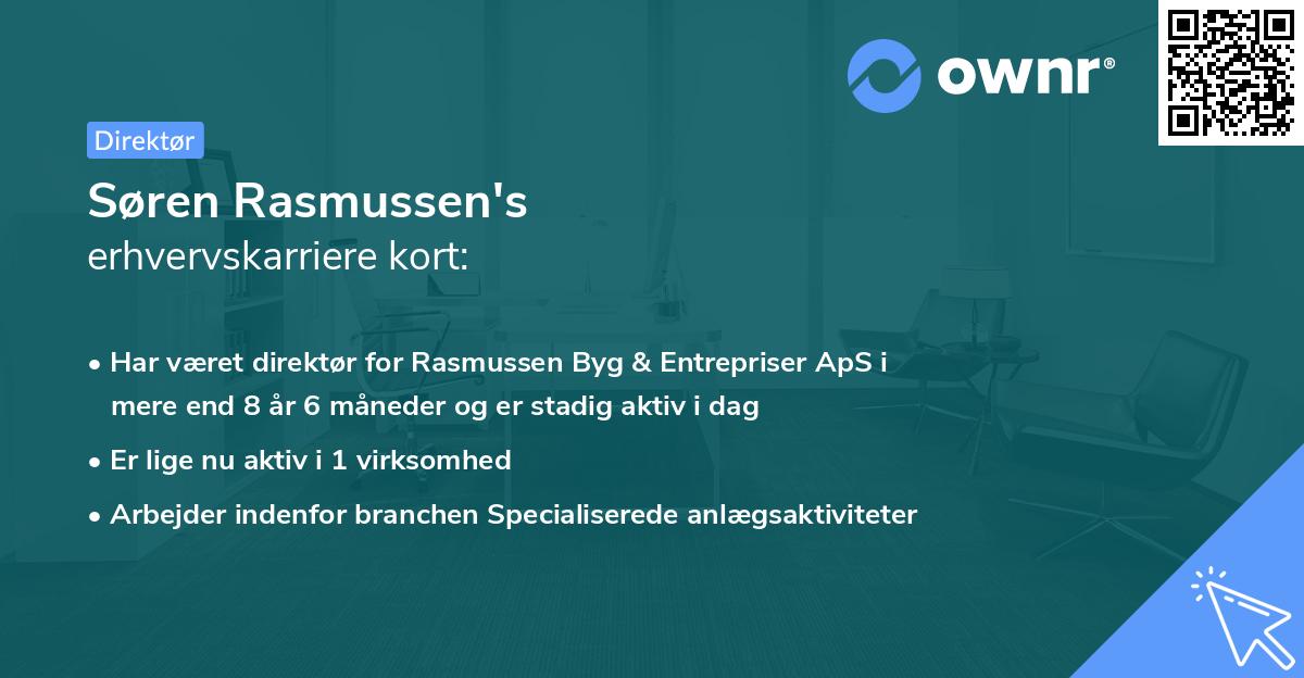 Søren Rasmussen's erhvervskarriere kort