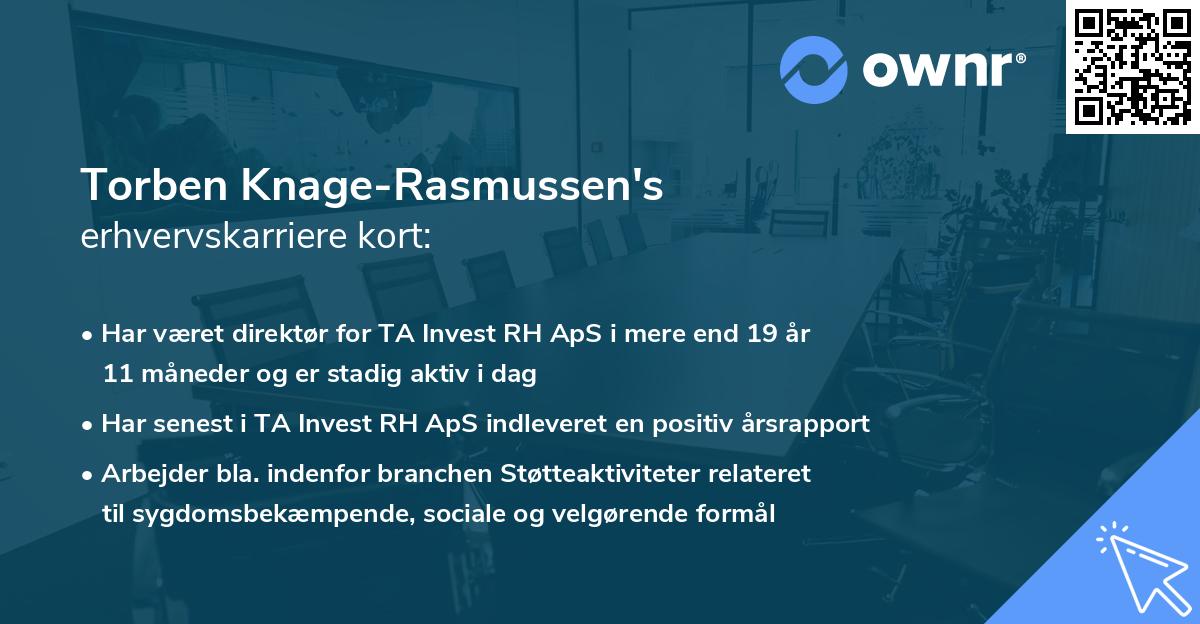 Torben Knage-Rasmussen's erhvervskarriere kort