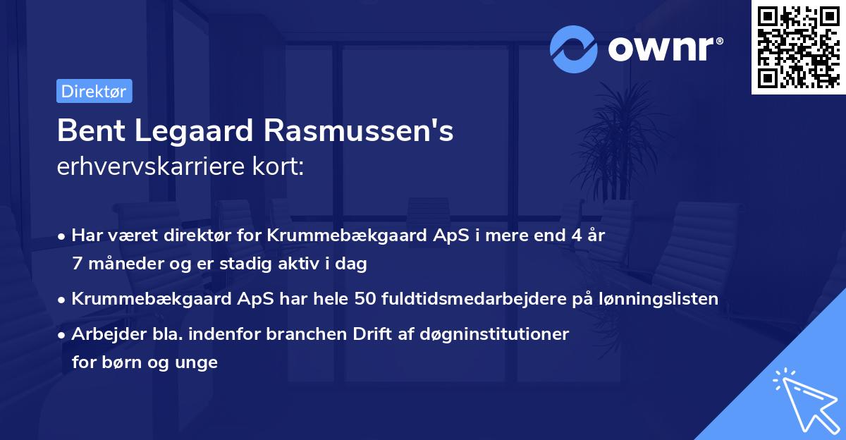 Bent Legaard Rasmussen's erhvervskarriere kort